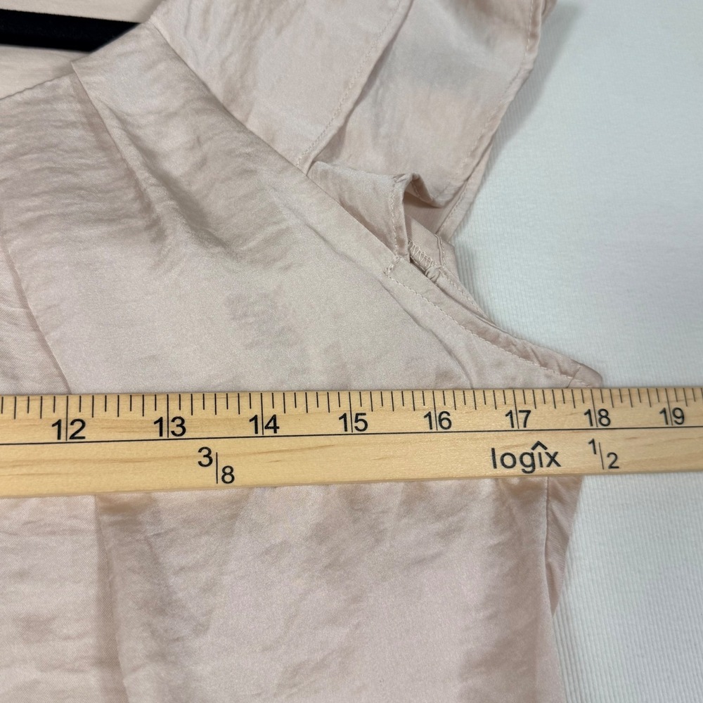 Spense Flutter Sleeve Blouse M Cream/Rose Satin Top Office Date night silky - Picture 5 of 15